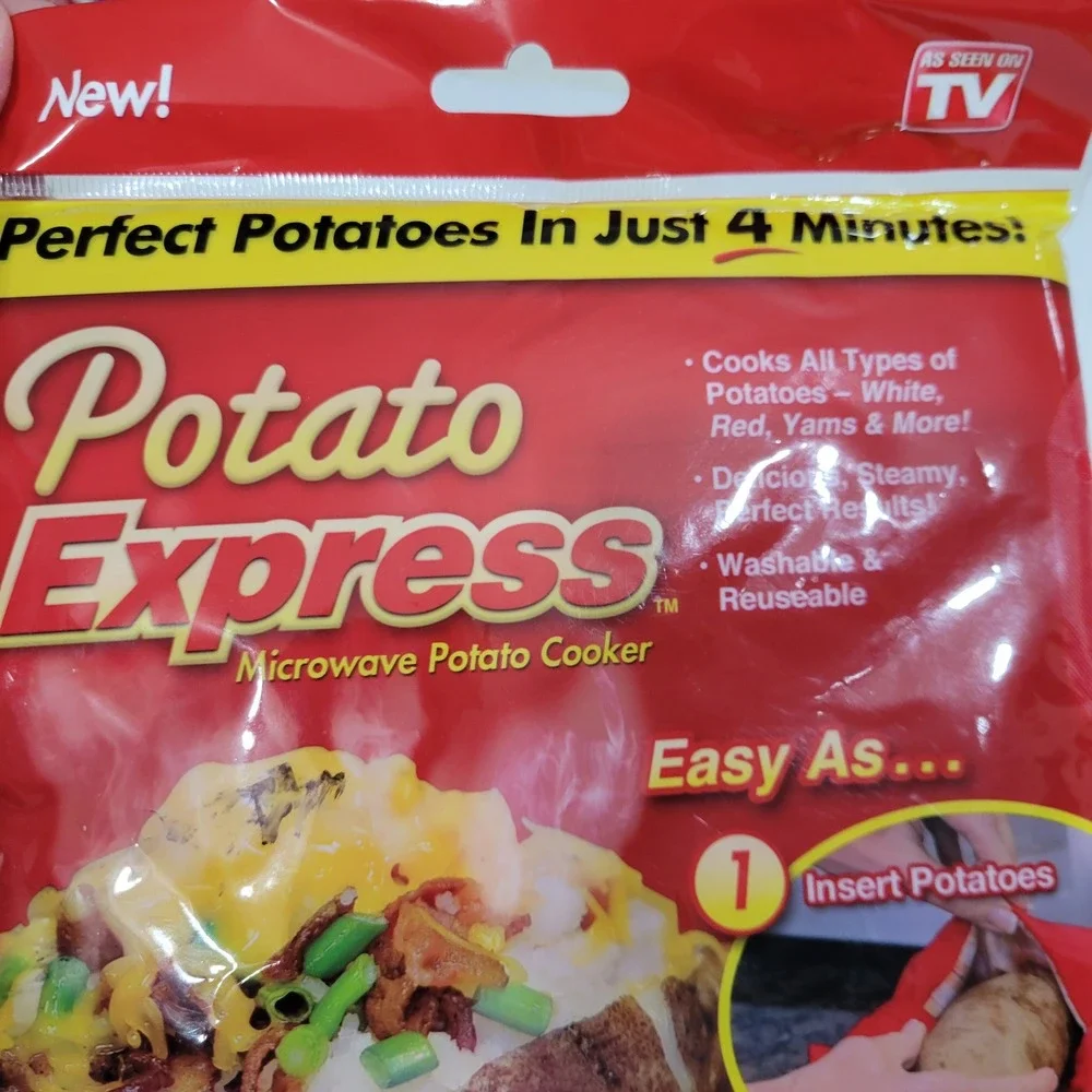 Potato Express Microwave Potato Cooker Bag Red Cooks‎ Up to 4 Potatoes in 4 Min
